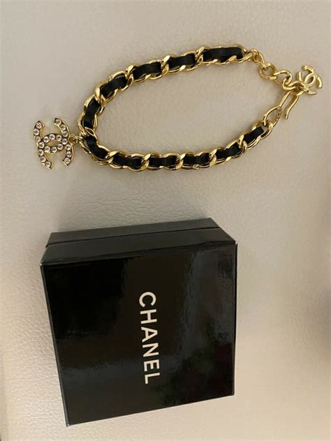 chanel leather and chain bracelet|authentic chanel bracelet.